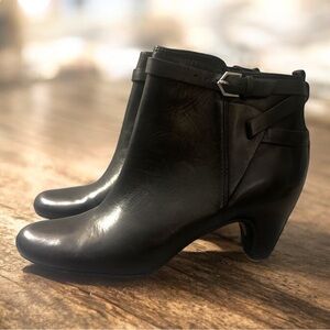 Black Leather Ankle Booties